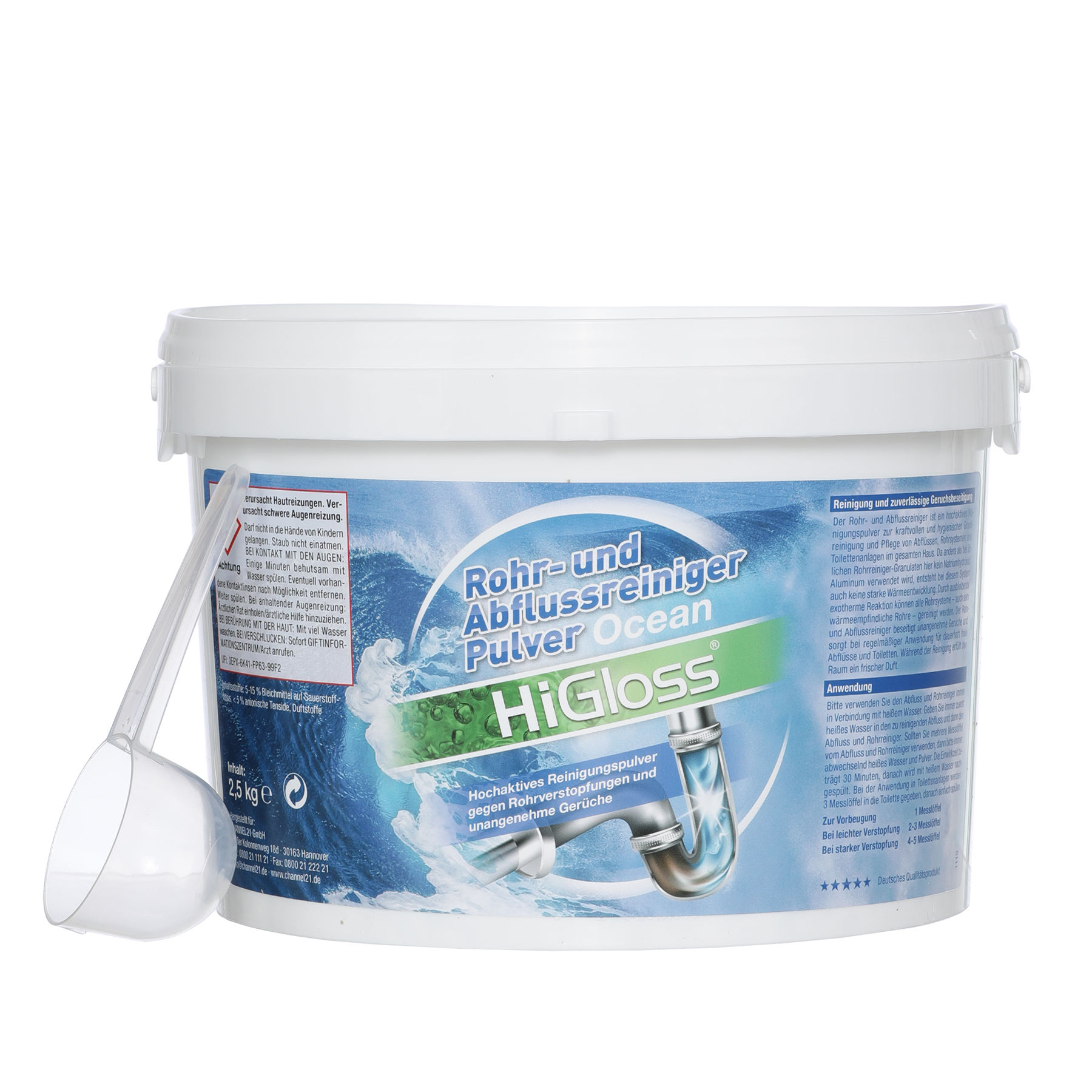 Rohr- und Abflussreiniger Pulver, 2,5 kg - Produkte - HiGloss - Marken