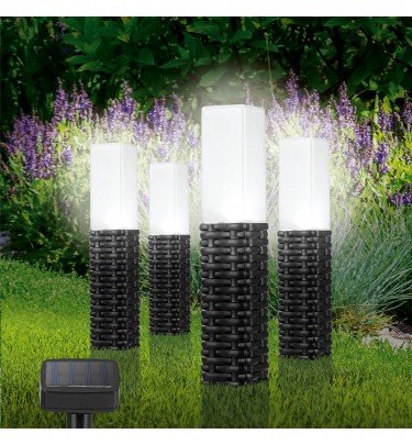 Solar-Leuchte LED, Rattan Design, 4er Set | Mediathek CHANNEL21