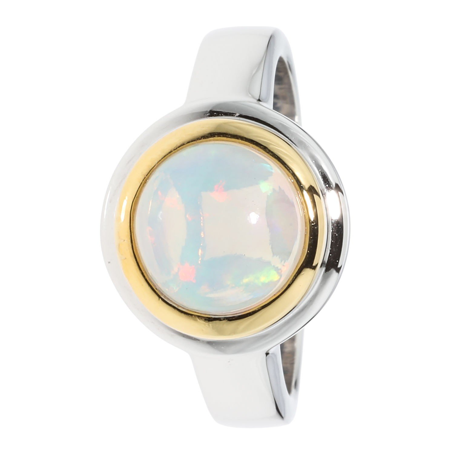 Solitär-Ring, Afrikanischer Opal, Silber 925 bicolor - Rock Rebel - Marken