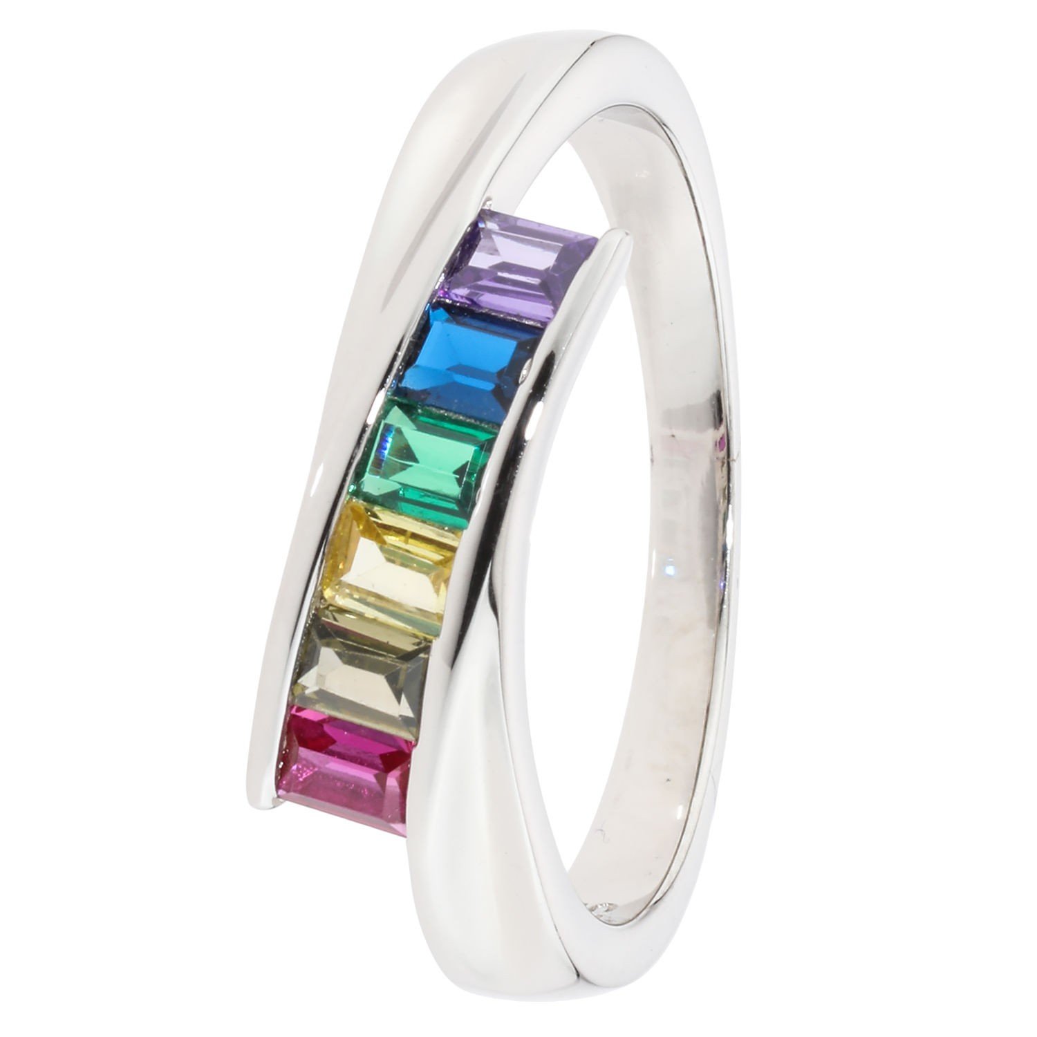 Croisé-Ring "Rainbow Slide", Zirkonia, Silber 925 rhodiniert - Christian  Materne Ringe - JUST BRILLIANT - Schmuck - Christian Materne - Marken