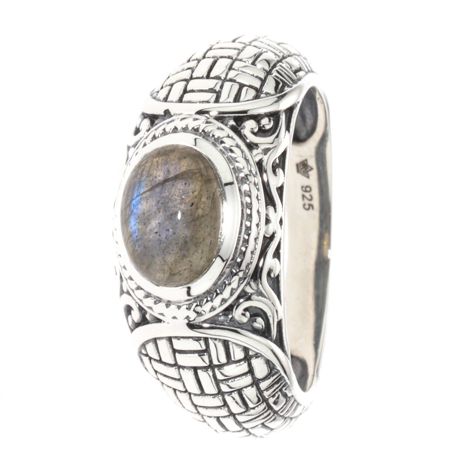 Band-Ring, ovaler Edelstein, Silber 925 oxidiert - Kala Ratna - Marken