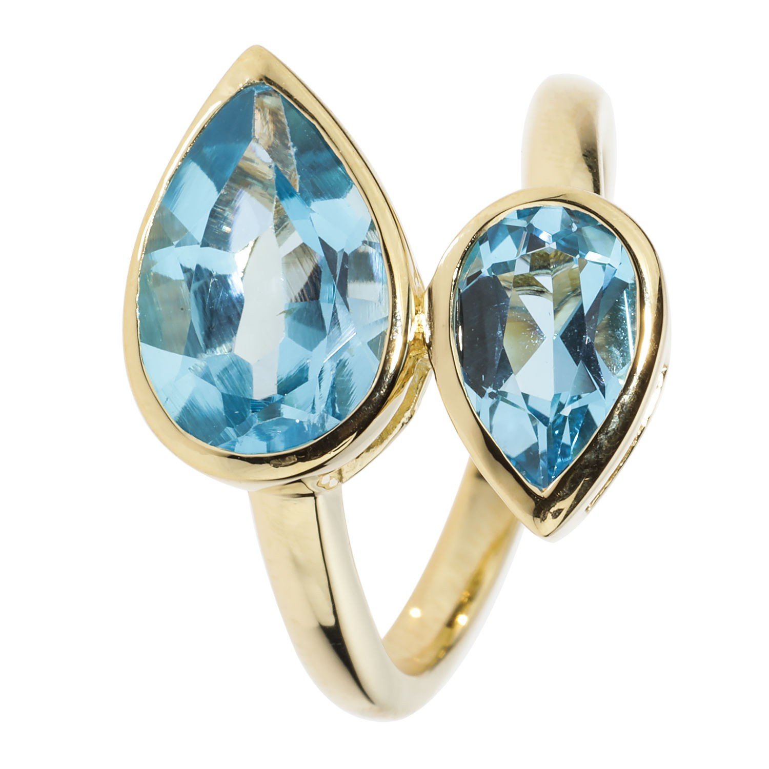 Croisé-Ring, Swiss Blue Topas, Silber 925 vergold. - Outlet Schmuck -  Christian Materne - Marken